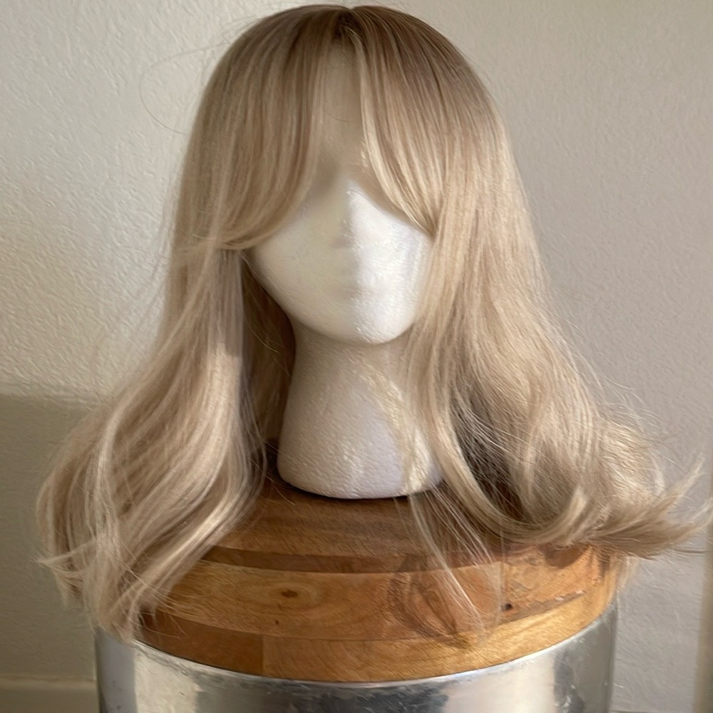 Synthetic Natural Blonde Wig with Bangs 16"